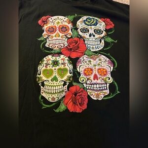 vintage Day of the dead Black Cotton T-Shirt